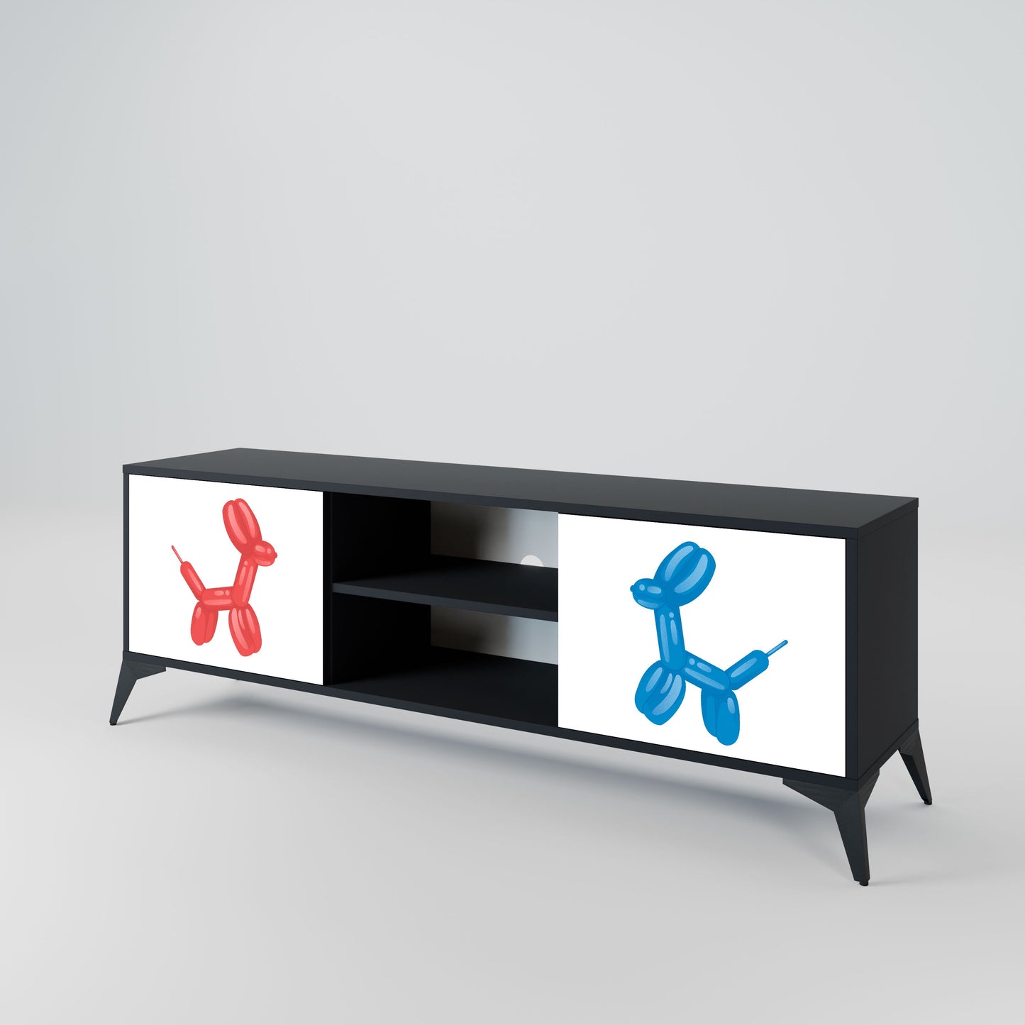 CHILDHOOD MEMORY 2-Door TV Stand in Black Finish