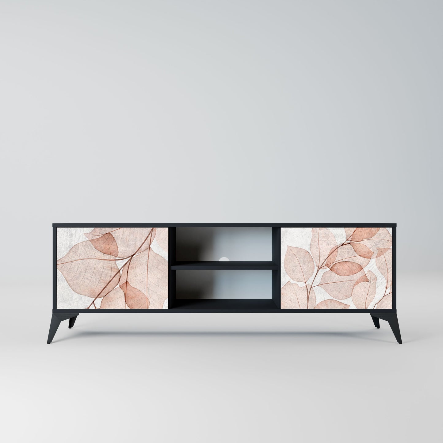 AUTUMN FRAGILITY 2-Door TV Stand in Black Finish