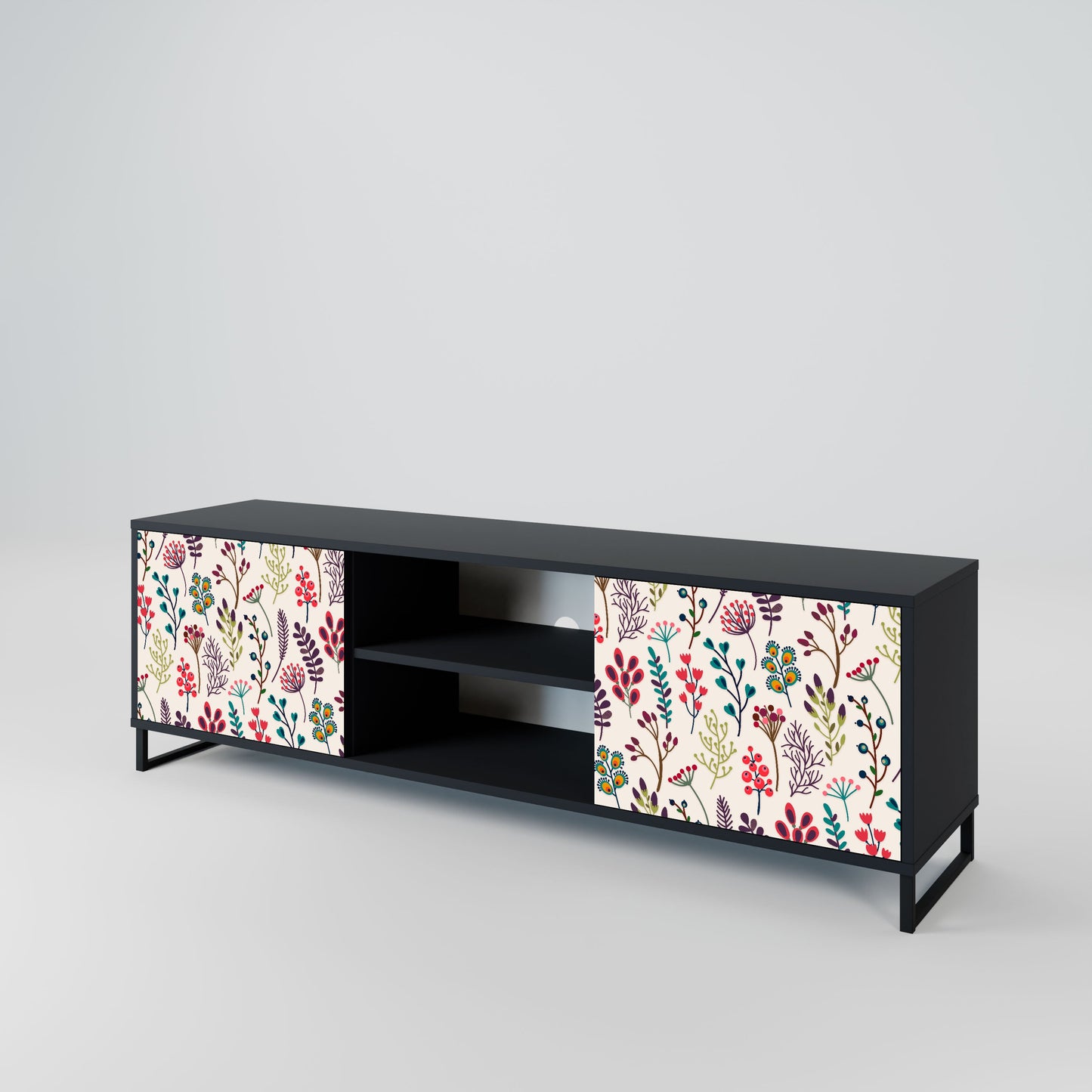 AUTUMN SUNDRIES 2-Door TV Stand in Black Finish