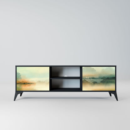 MORNING BY THE LAKE 2-Door TV Stand in Black Finish