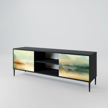 MORNING BY THE LAKE 2-Door TV Stand in Black Finish