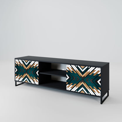 ARTISTIC GEOMETRY 2-Door TV Stand in Black Finish