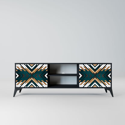 ARTISTIC GEOMETRY 2-Door TV Stand in Black Finish