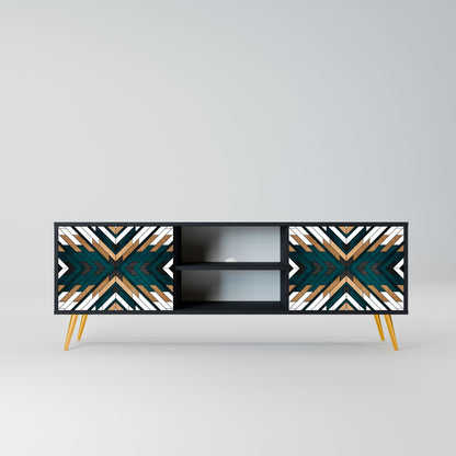 ARTISTIC GEOMETRY 2-Door TV Stand in Black Finish