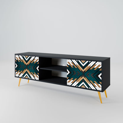 ARTISTIC GEOMETRY 2-Door TV Stand in Black Finish