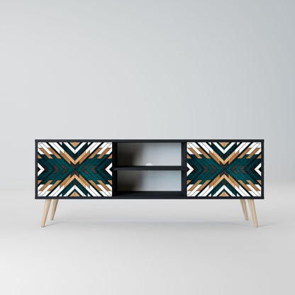 ARTISTIC GEOMETRY 2-Door TV Stand in Black Finish