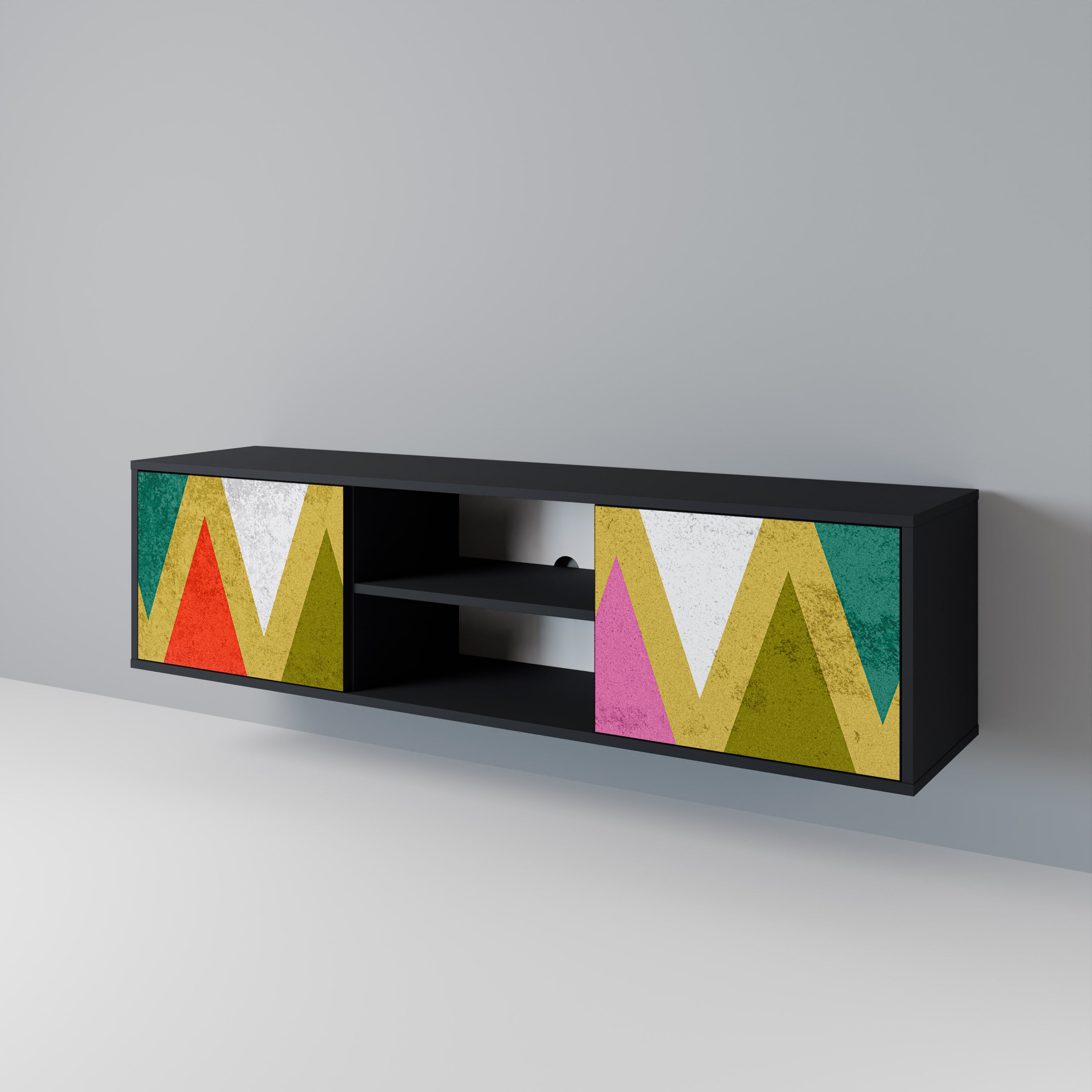 COLORFUL TRIANGLES 2-Door TV Cabinet