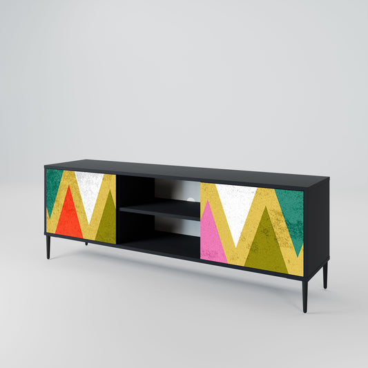 COLORFUL TRIANGLES 2-Door TV Stand in Black Finish