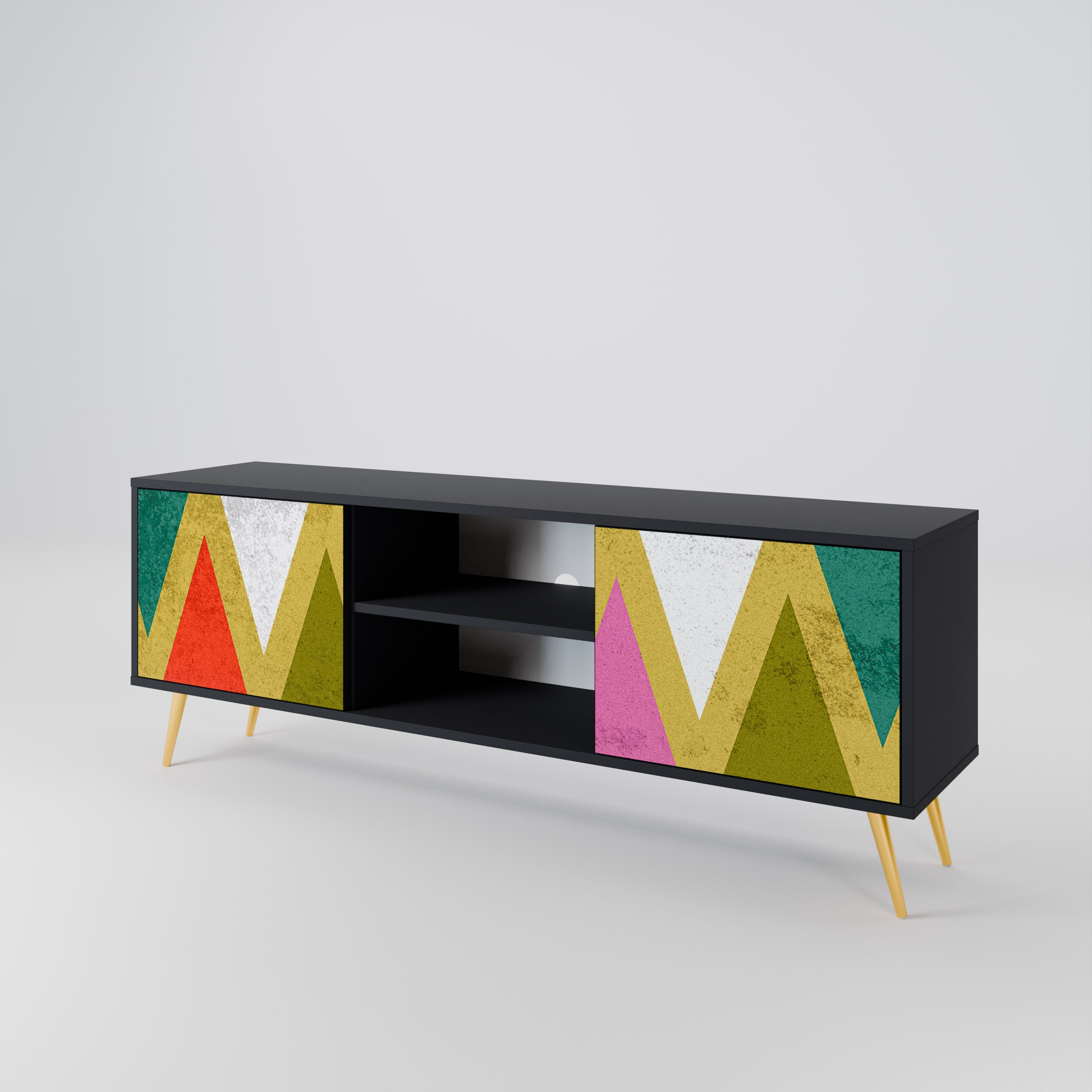 COLORFUL TRIANGLES 2-Door TV Cabinet