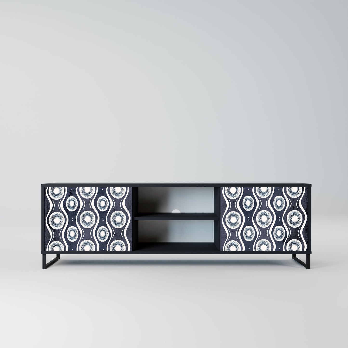 GRAPHITE EYES 2-Door TV Stand in Black Finish