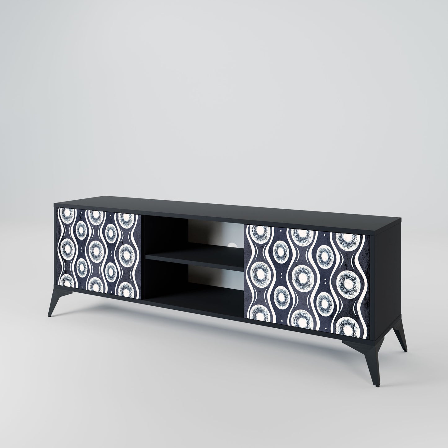 GRAPHITE EYES 2-Door TV Stand in Black Finish