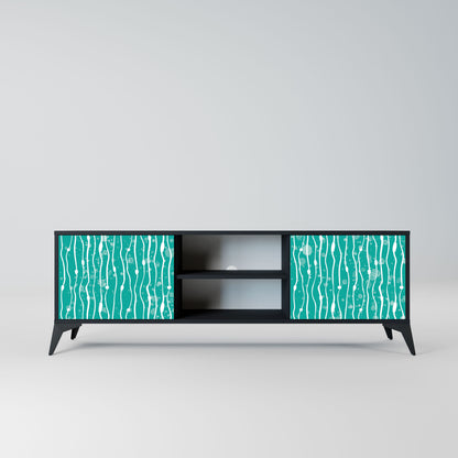 TURQUOISE RAIN 2-Door TV Stand in Black Finish