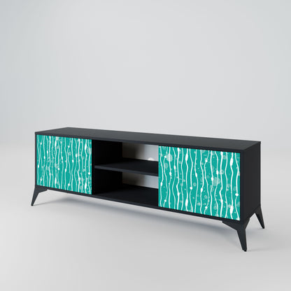 TURQUOISE RAIN 2-Door TV Stand in Black Finish