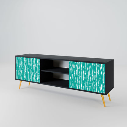 TURQUOISE RAIN 2-Door TV Stand in Black Finish