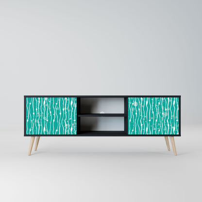 TURQUOISE RAIN 2-Door TV Stand in Black Finish