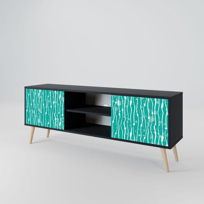 TURQUOISE RAIN 2-Door TV Stand in Black Finish