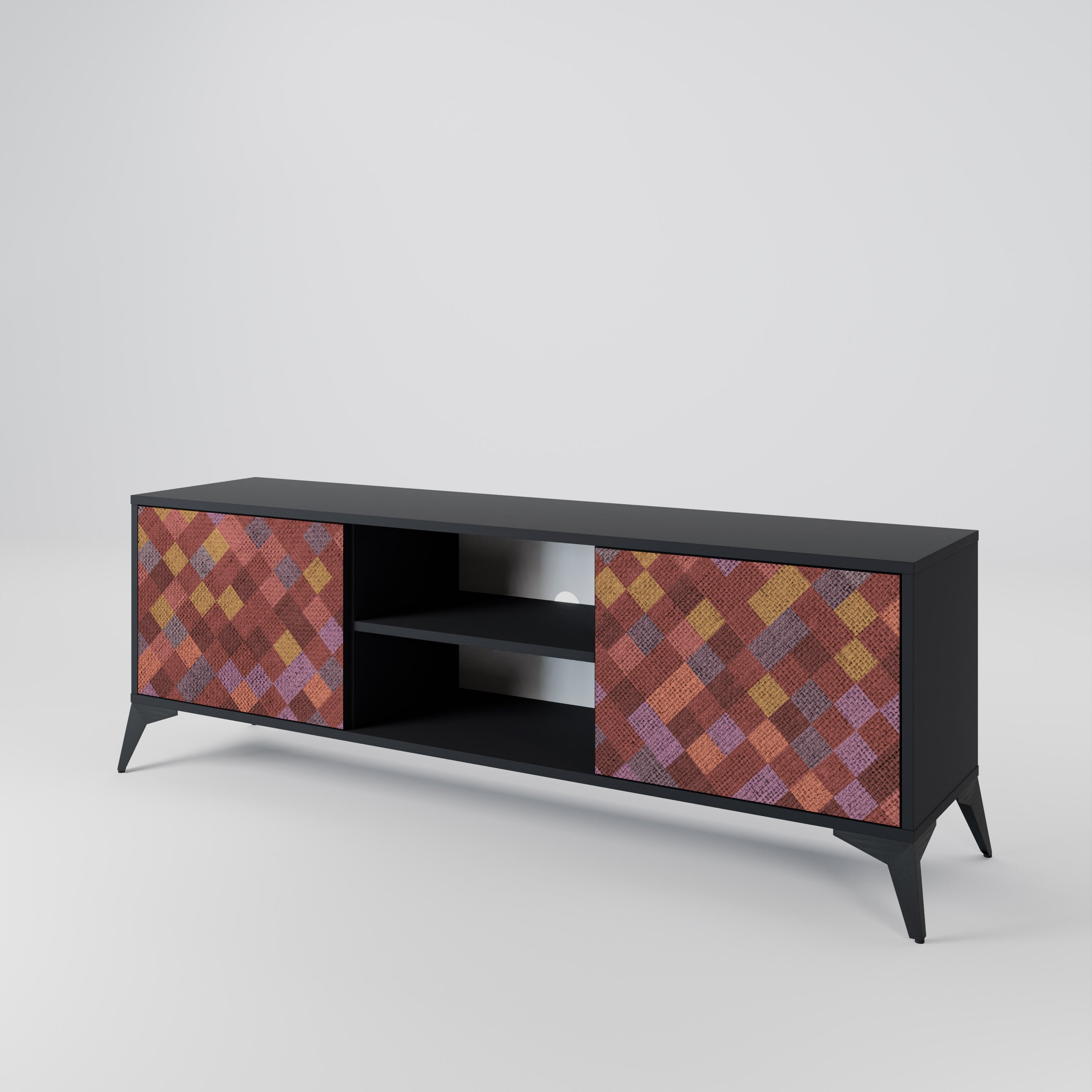 PAINTED SQUARES 2-Door TV Cabinet
