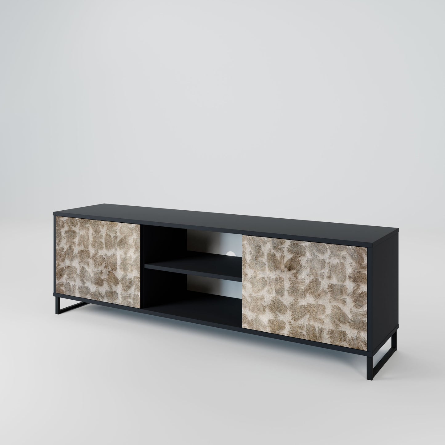 SLIGHTLY BLURRED 2-Door TV Stand in Black Finish