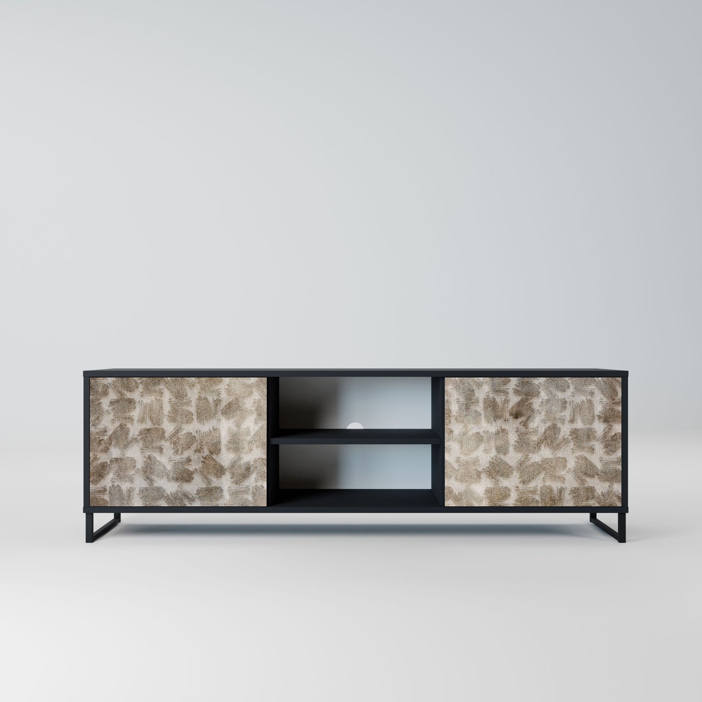 SLIGHTLY BLURRED 2-Door TV Stand in Black Finish