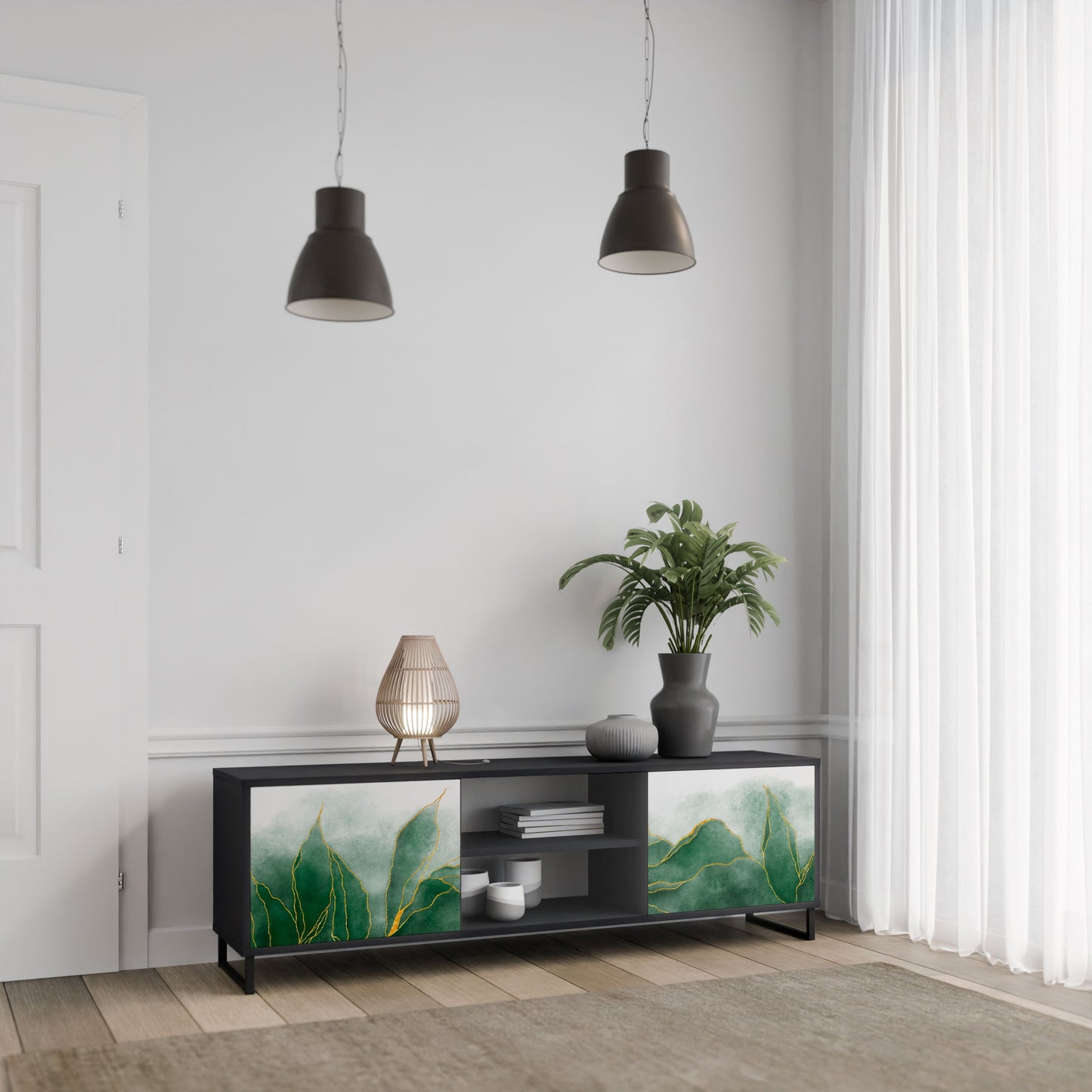 Porta TV EXPENSIVE NATURE a 2 ante in finitura nera