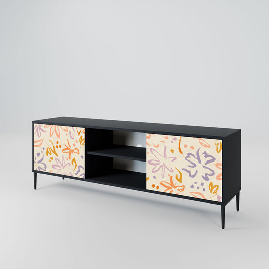 SPRING WHIMSY 2-Door TV Stand in Black Finish