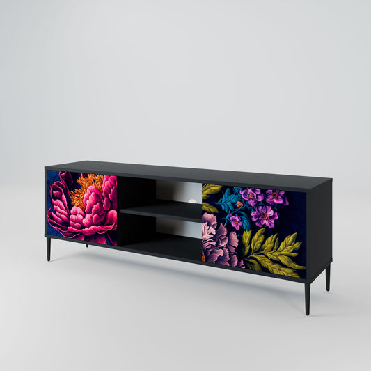 Mobile TV BLOOMING ELEGANCE a 2 ante in finitura nera