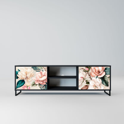 Mobile TV FLORAL GRACE a 2 ante in finitura nera