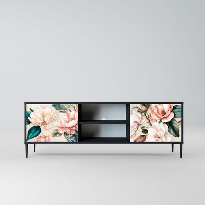 Mobile TV FLORAL GRACE a 2 ante in finitura nera