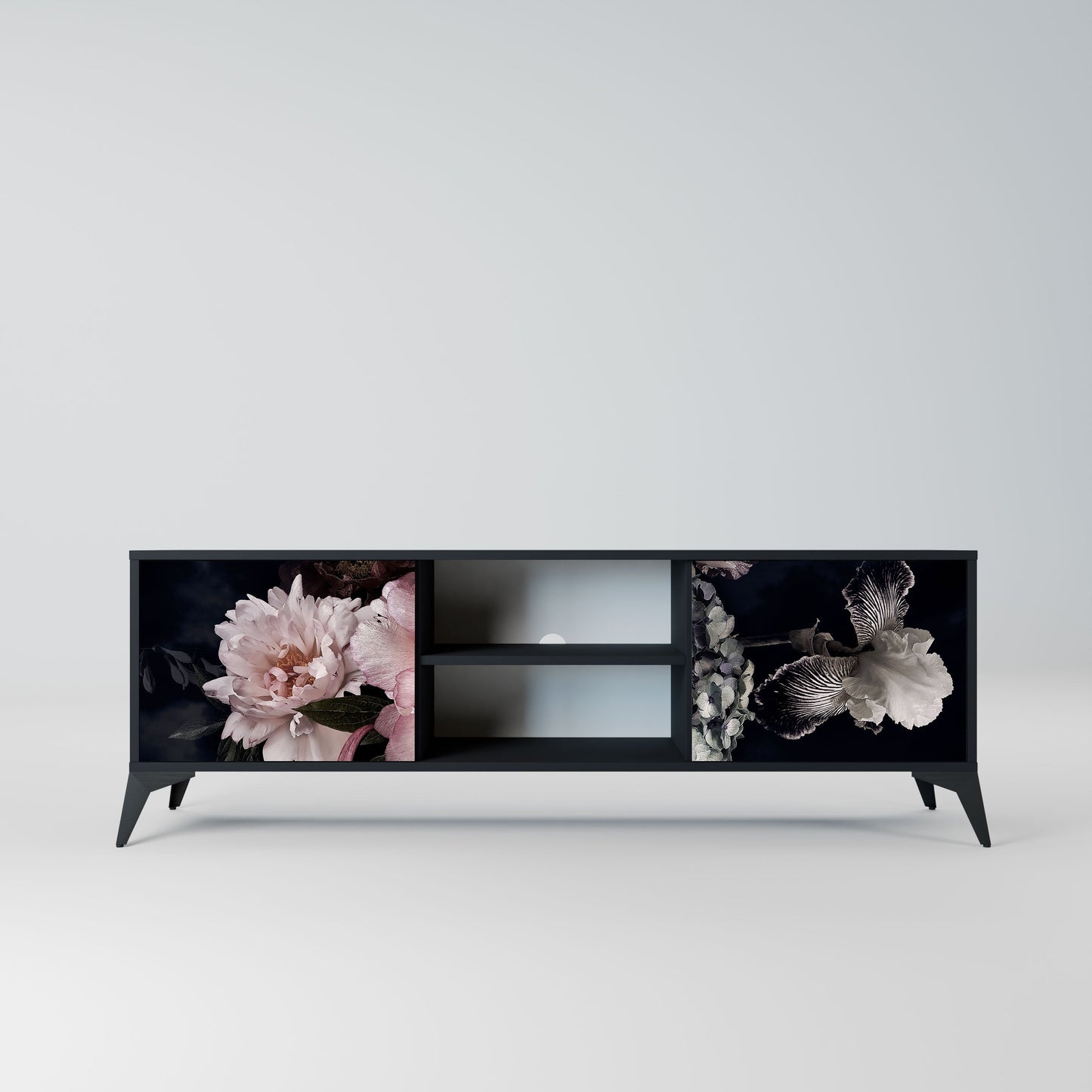 PURE BLOSSOM 2-Door TV Stand in Black Finish