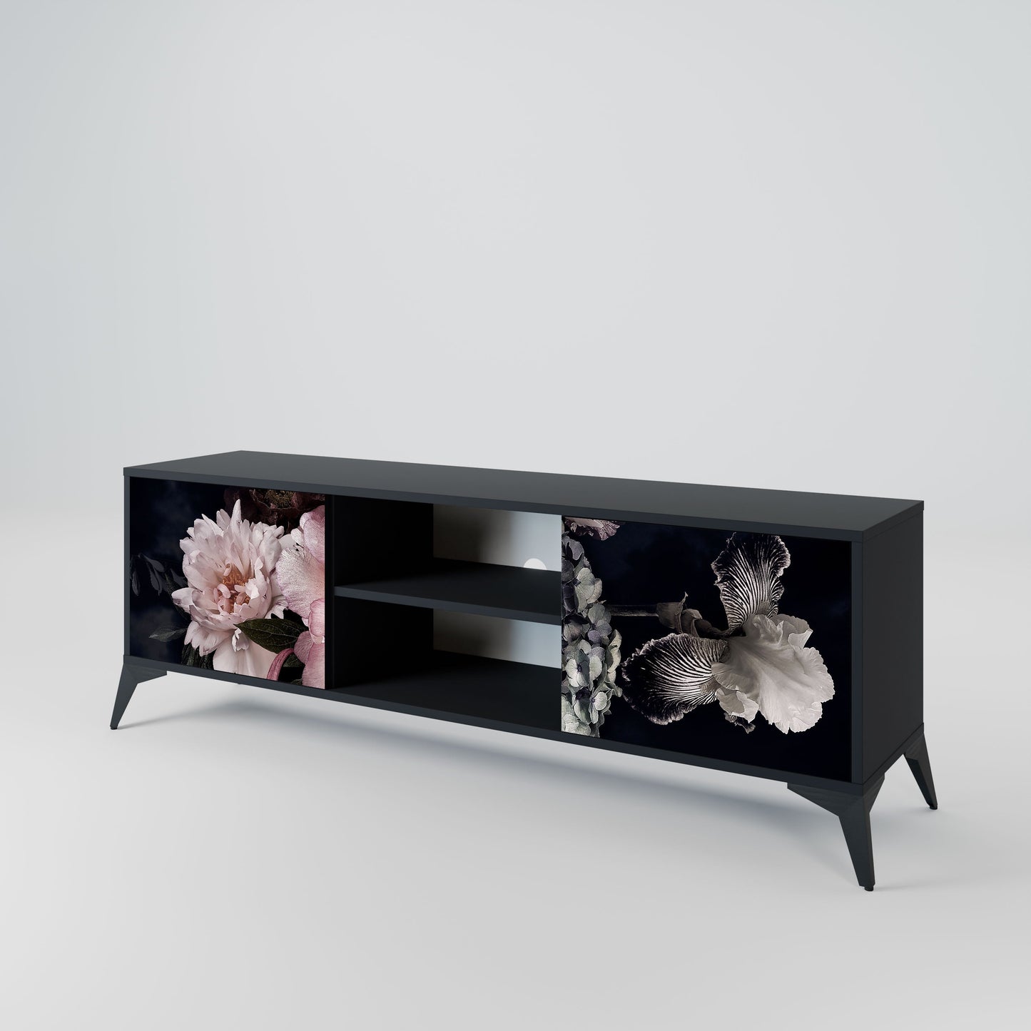 PURE BLOSSOM 2-Door TV Stand in Black Finish