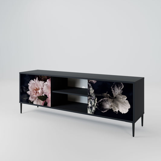 PURE BLOSSOM 2-Door TV Stand in Black Finish