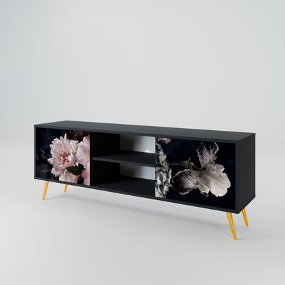 PURE BLOSSOM 2-Door TV Stand in Black Finish