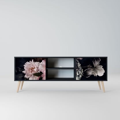 PURE BLOSSOM 2-Door TV Stand in Black Finish