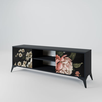 LUSH ELEGANCE 2-Door TV Stand in Black Finish