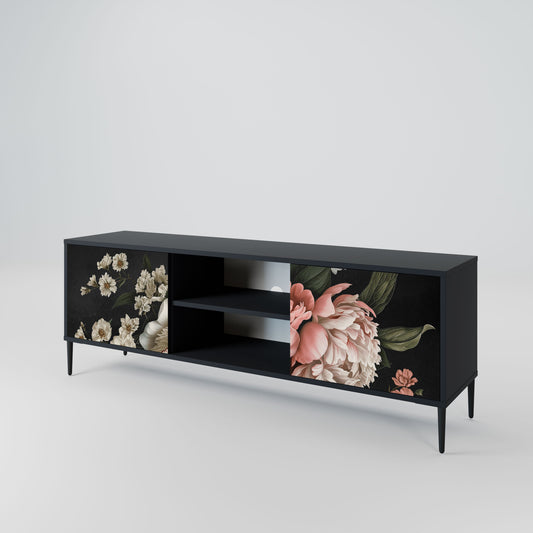 LUSH ELEGANCE 2-Door TV Stand in Black Finish