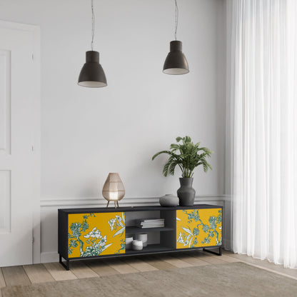 Mobile TV YELLOW CHINOISERIE a 2 ante con finitura nera