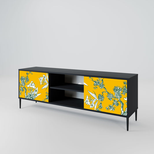 Mobile TV YELLOW CHINOISERIE a 2 ante con finitura nera