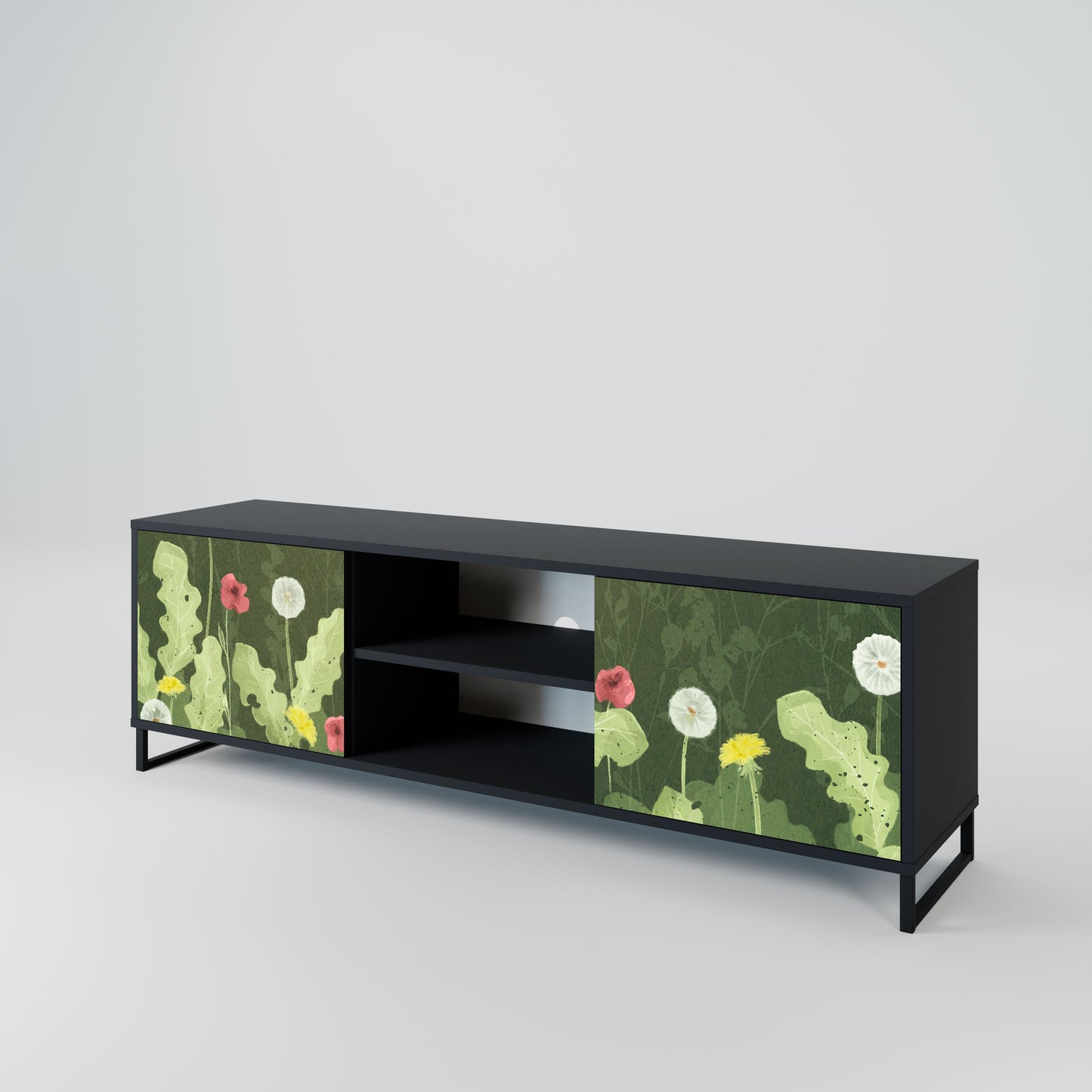 DANDELION AMUSE 2-Door TV Stand in Black Finish