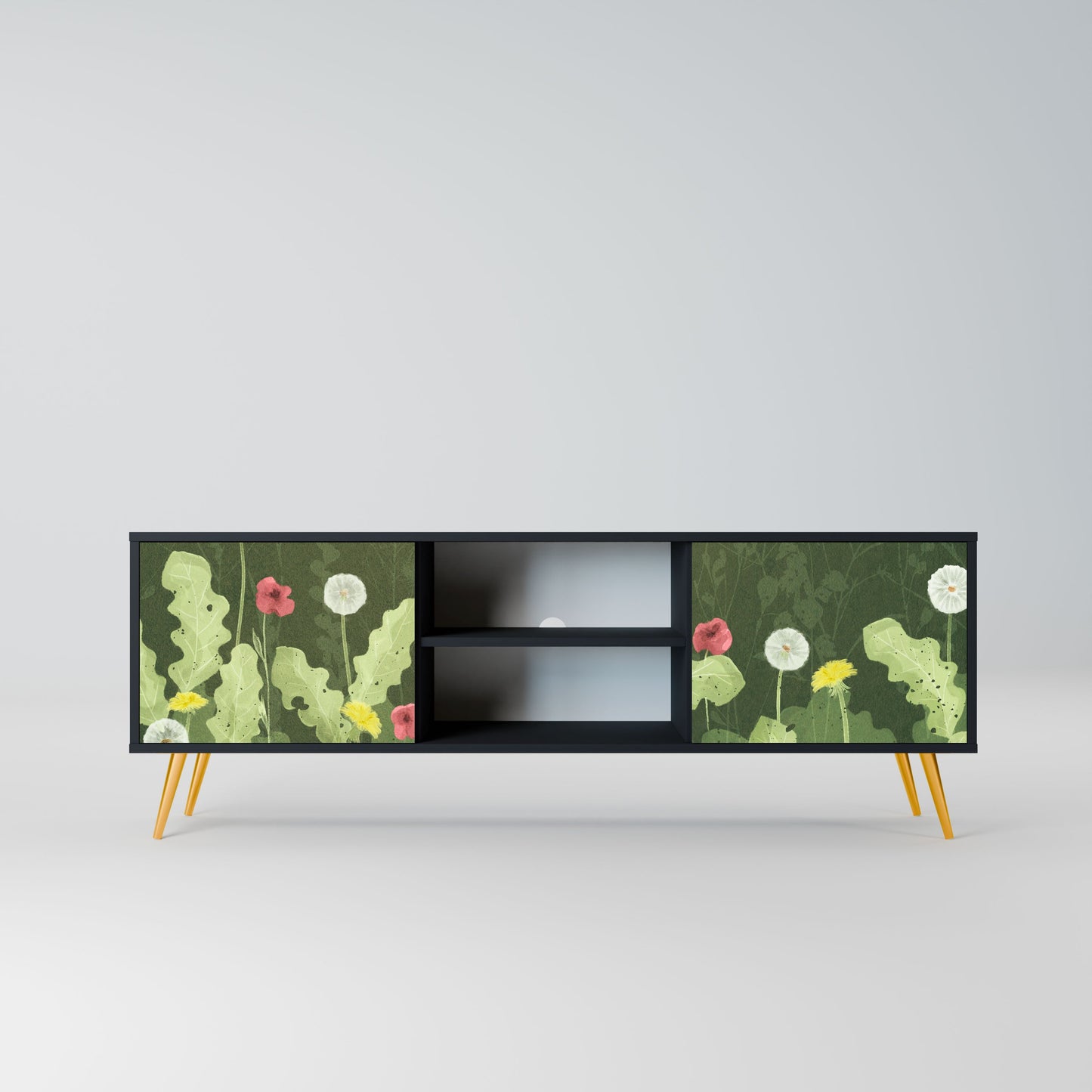 DANDELION AMUSE 2-Door TV Stand in Black Finish