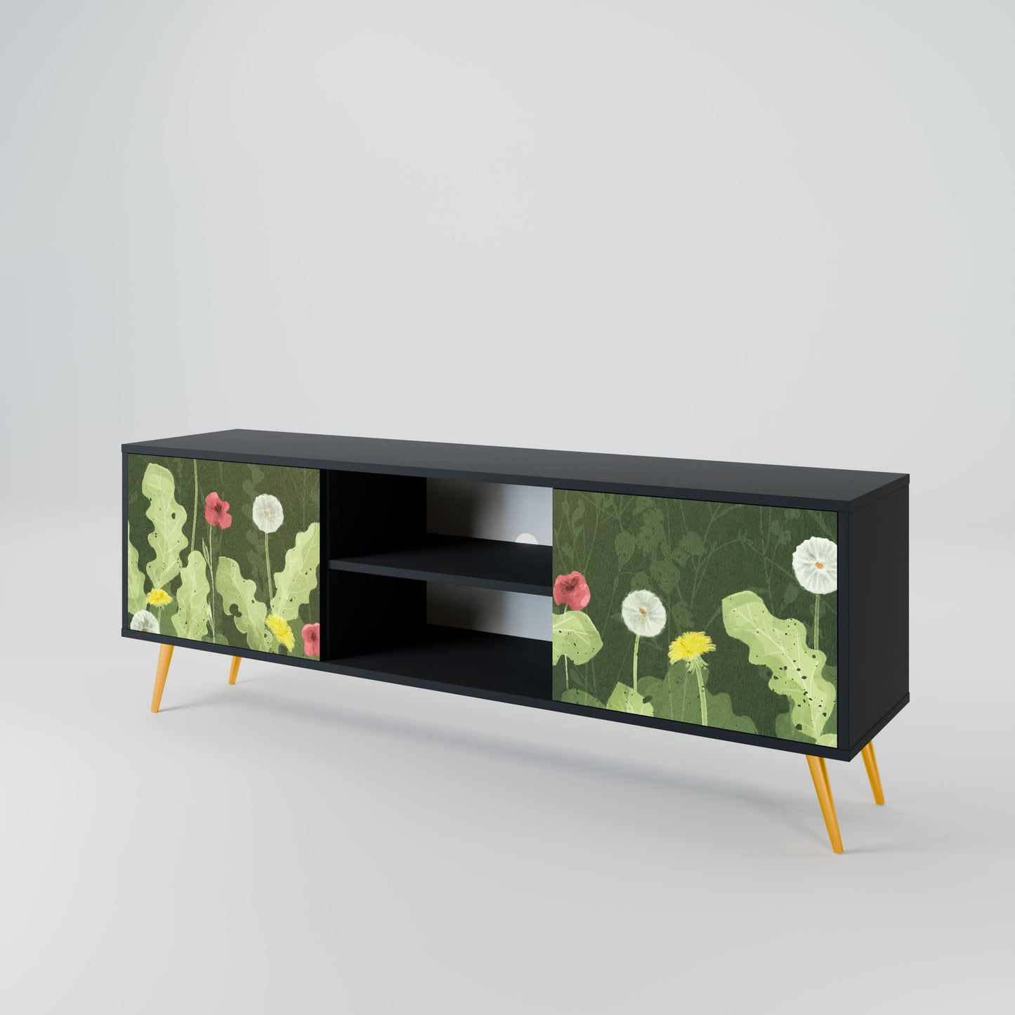 DANDELION AMUSE 2-Door TV Stand in Black Finish