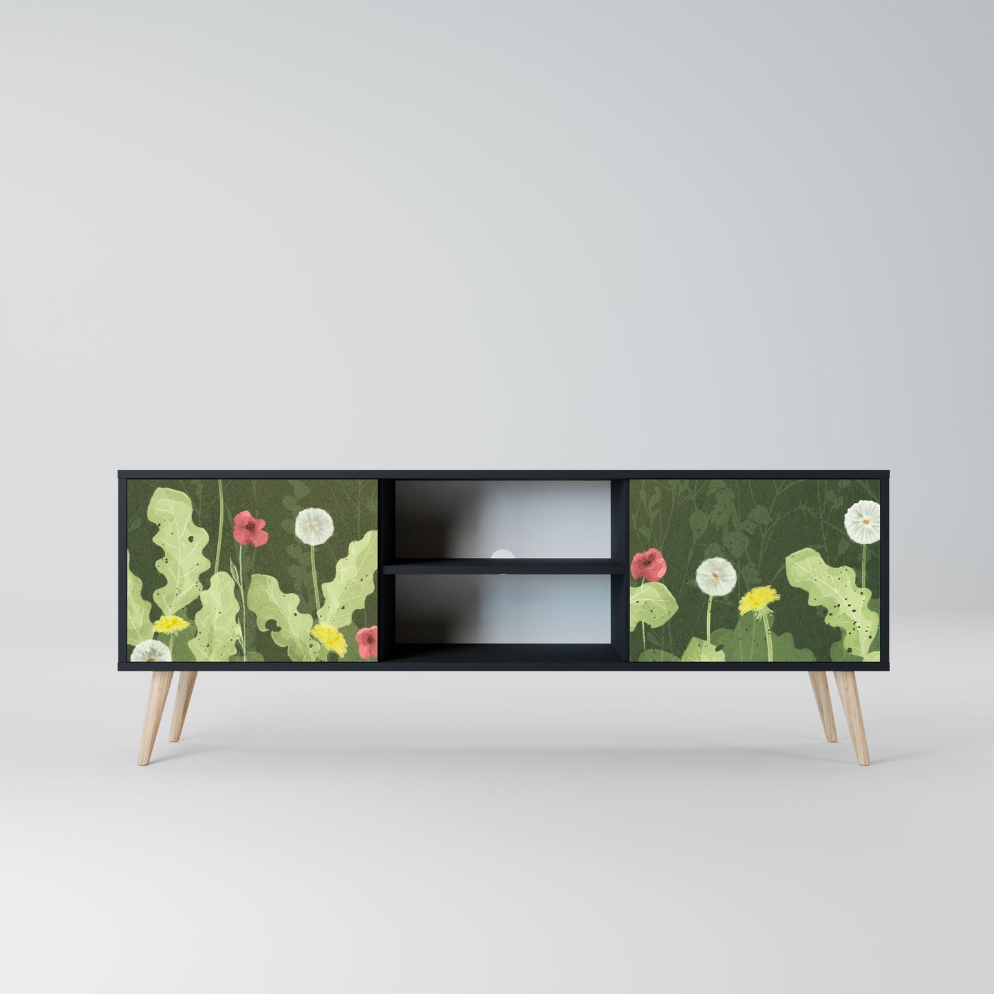 DANDELION AMUSE 2-Door TV Stand in Black Finish