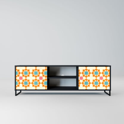 FLORAL DECOR 2-Door TV Stand in Black Finish