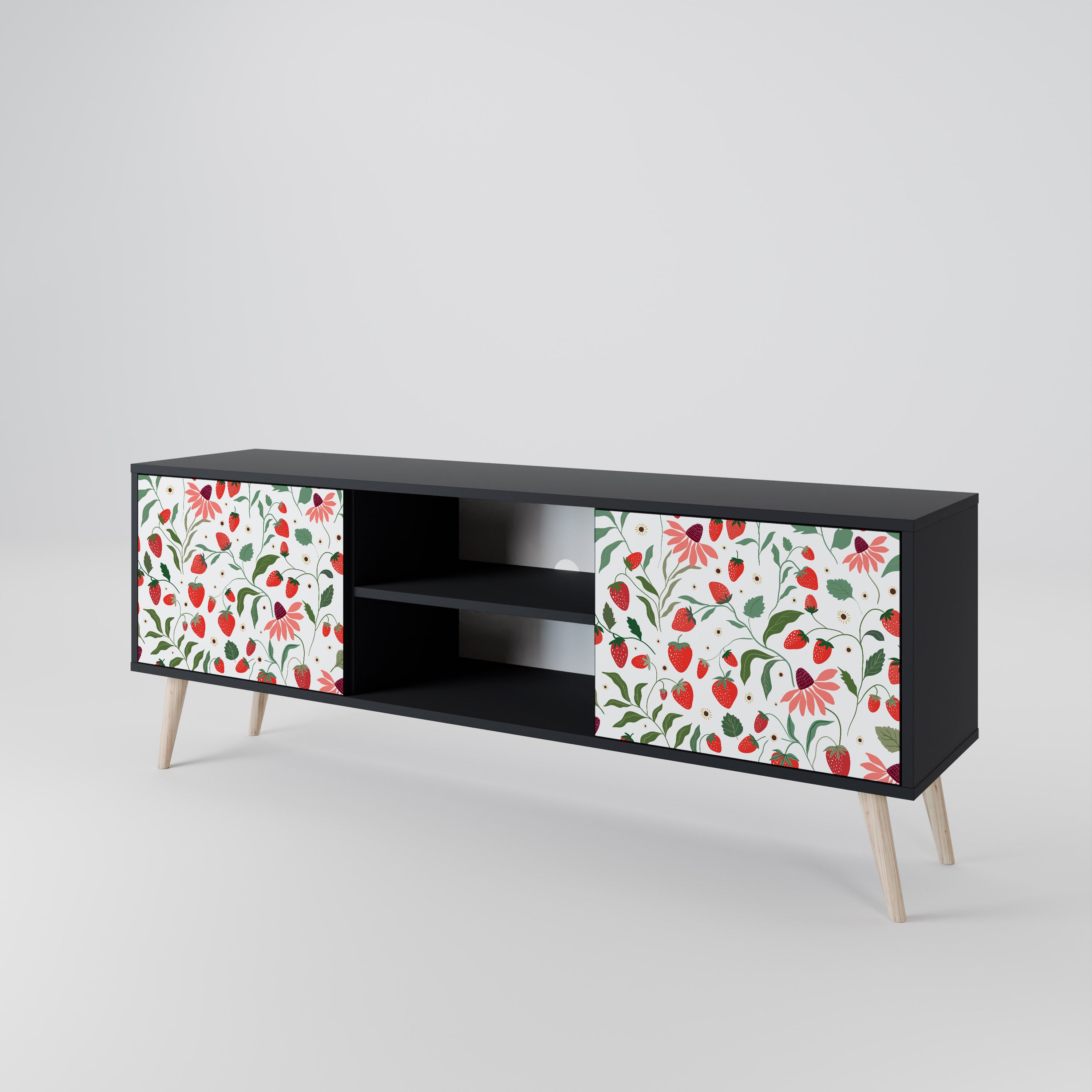FLOWERS AND STRAWBERRIES 2-Door TV Cabinet