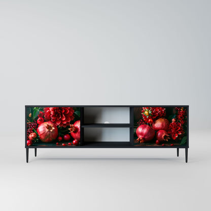 DAHLIAS AND POMEGRANATES 2-Door TV Stand in Black Finish