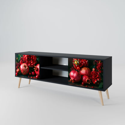 DAHLIAS AND POMEGRANATES 2-Door TV Stand in Black Finish