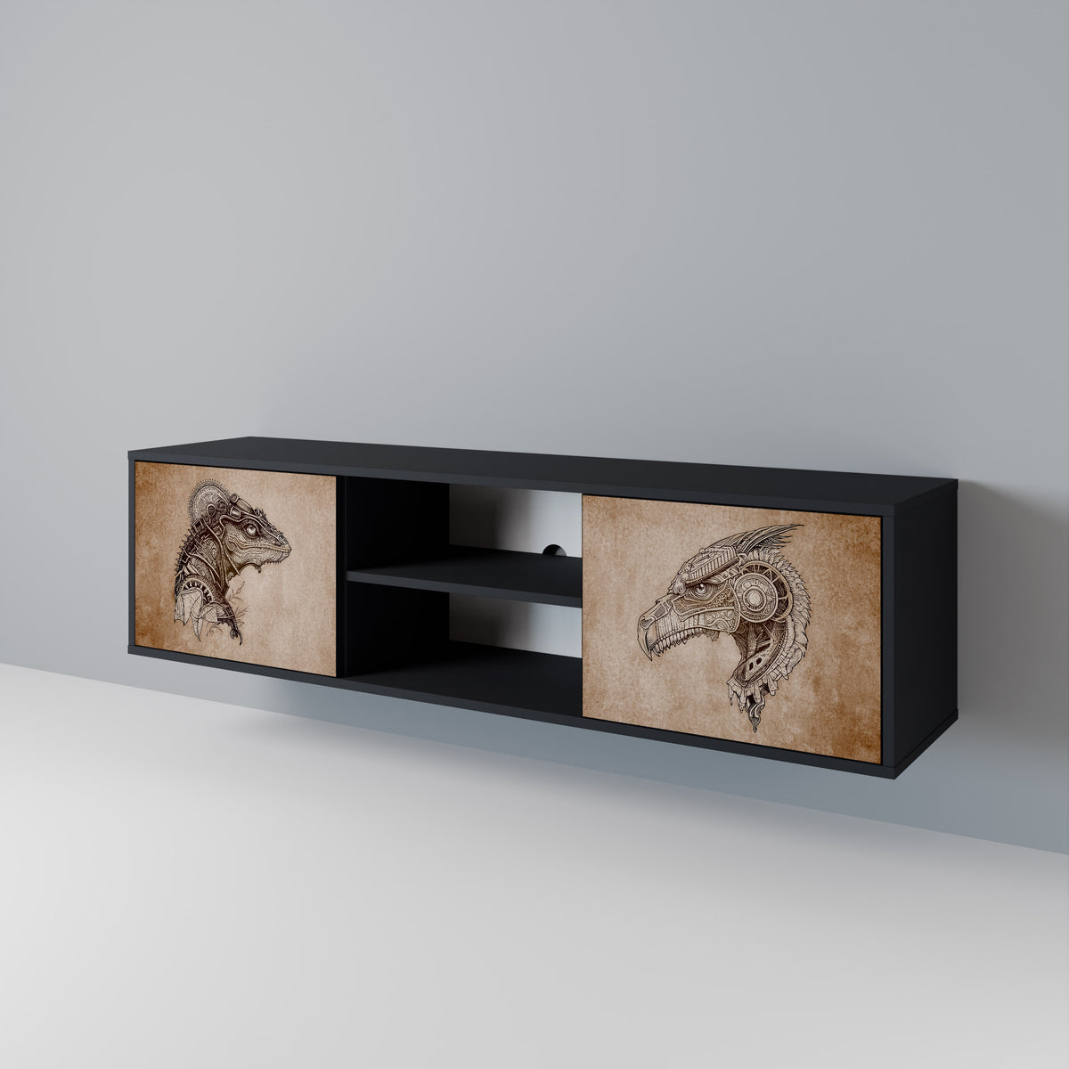 STEAMPUNK CLAN Mueble de TV de 2 Puertas