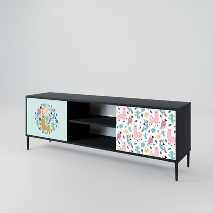 COLORFUL ALPACAS 2-Door TV Stand in Black Finish