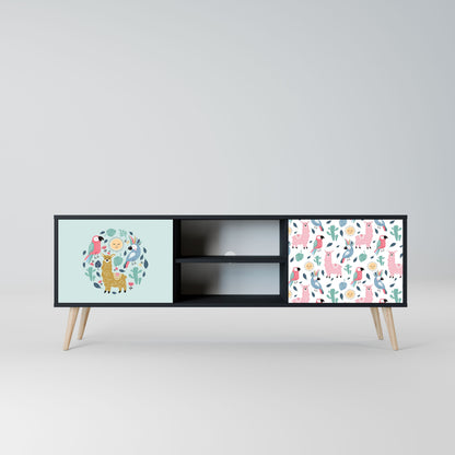 COLORFUL ALPACAS 2-Door TV Stand in Black Finish