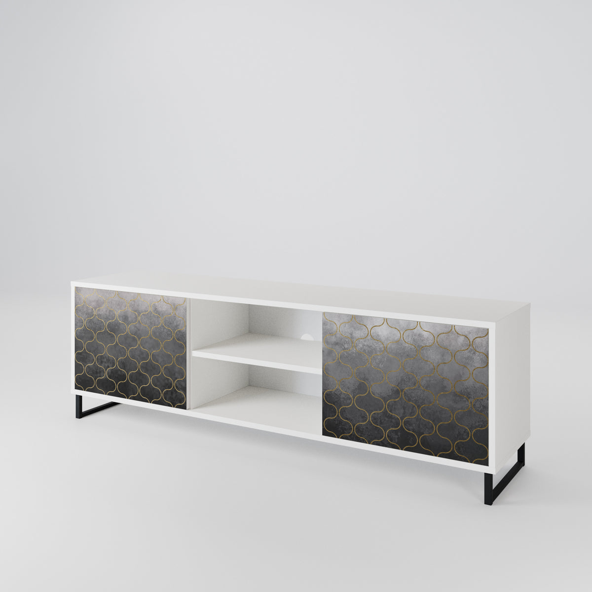 TESSELATED GRAYISH Mueble de TV de 2 Puertas