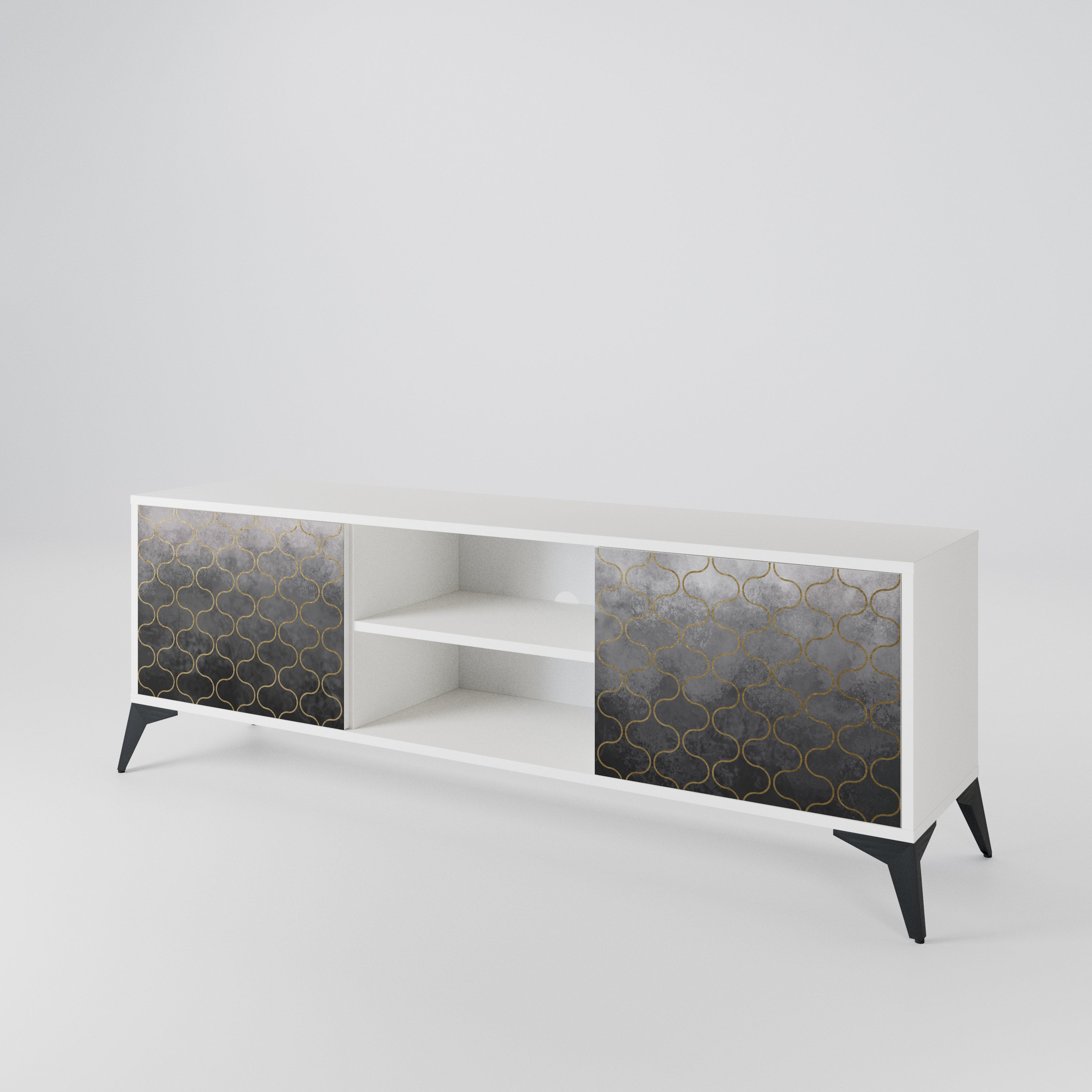 TESSELATED GRAYISH 2-Door TV Cabinet